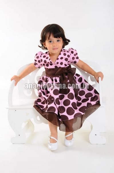 vestido de festa infantil marrom e rosa
