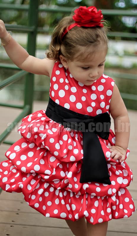 Vestido de Festa Infantil Minnie Mouse Vermelha